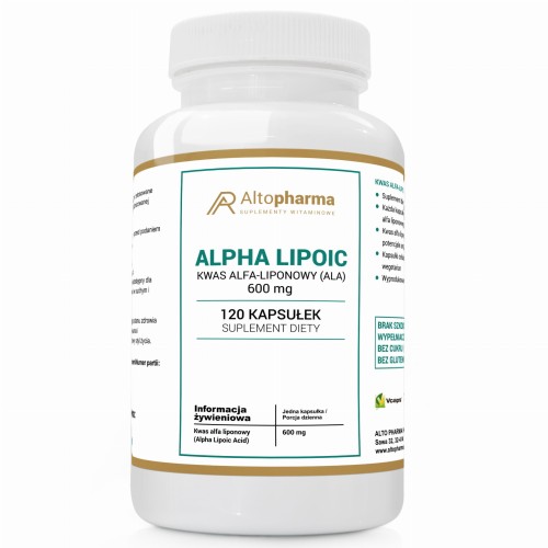 Alto pharma ALPHA LIPOIC KWAS ALFA - LIPONOWY (ALA) 600mg MEGA DAWKA PRODUKT WEGE 120 kapsułek