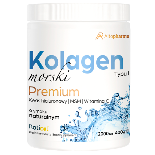 Alto pharma KOLAGEN Naturalny PREMIUM 10 000mg HA MSM WIT C Wspiera Skórę Stawy 400g