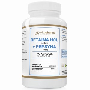 Alto pharma BETAINA 650mg HCL + PEPSYNA 150mg betaina trawienie PRODUKT WEGE 90 kapsułek