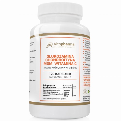 Alto pharma GLUKOZAMINA CHONDROITYNA MSM WITAMINA C STAWY 120 kapsułek