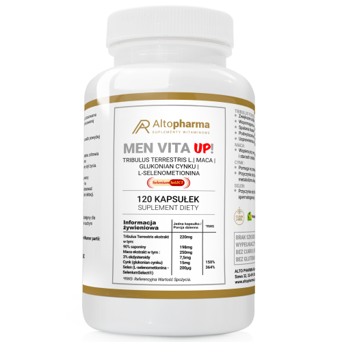 Alto pharma MEN VITA UP! Tribulus Terrestris MACA TESTOSTERON WYSOKIE LIBIDO 120 kapsułek