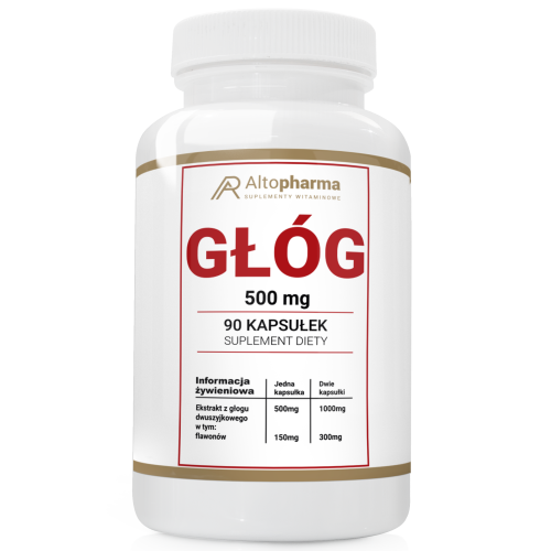 Alto pharma Głóg Ekstrakt z Głogu 500mg Wsparcie SERCA KRĄŻENIA CIŚNIENIA 90 kapsułek