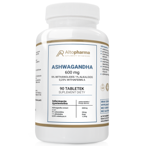 Alto pharma Ashwagandha 600mg Altopharma ŻEŃ-SZEŃ ADAPTOGEN REGENERACJA SEN KONCENTRACJA 90 tabletek