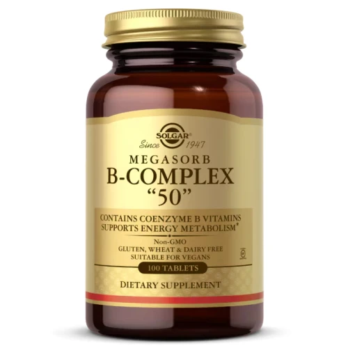Solgar, Megasorb B-Complex „50”, 100 tabletek b-komplex