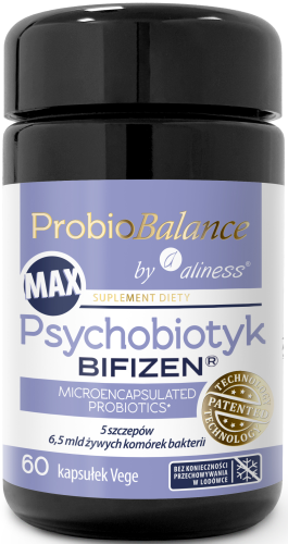 Aliness ProbioBALANCE, MAX Psychobiotyk BIFIZEN 6,5 mld x 60 vege caps. Rhamnosus