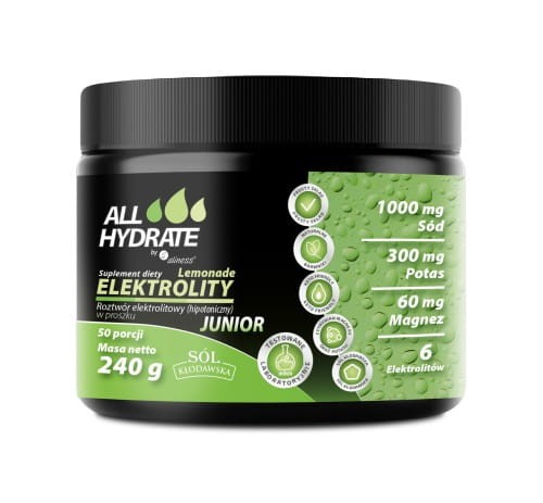 Aliness ALLHydrate, Elektrolity JUNIOR Lemonade 240g, 50 porcji