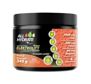 Aliness ALLHydrate, Elektrolity Mango + B complex methyl 345g, 50 porcji