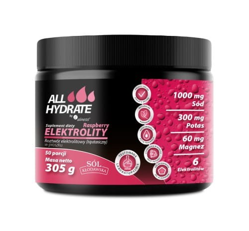 Aliness ALLHydrate, Elektrolity Raspberry 305g, 50 porcji malina