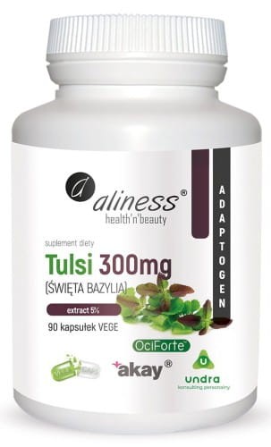 Aliness TULSI (ŚWIĘTA BAZYLIA) extract 5% 300mg x 90 Vege caps