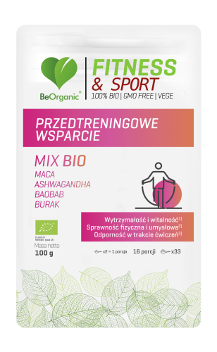  Aliness Przedtreningowe wsparcie MIX BIO 100g Maca Ashwagandha