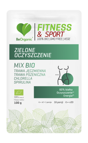   Aliness Zielone oczyszczenie MIX BIO 100g Trawa Jęczmienna Pszeniczna Chlorella