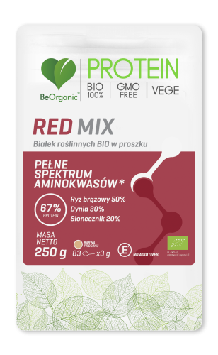   Aliness Red MIX białek roślinnych BIO w proszku 250g Białko