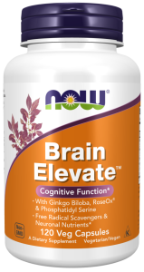 NOW Foods Brain Elevate 120 Veg Capsules cholina fosfatydyloseryna huperzyna gotu
