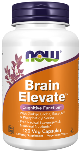 NOW Foods Brain Elevate 120 Veg Capsules cholina fosfatydyloseryna huperzyna gotu