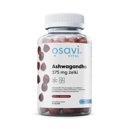 Osavi Ashwagandha 375 mg żelki, 90 żelków, smak wiśniowy