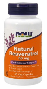 NOW Foods Natural Resveratrol 50 mg Resweratrol 60 kapsułek Rdest Japoński