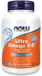 NOW Foods Ultra Omega 3-D™ (żelatyna rybna) Żelatyna rybna Softgels
