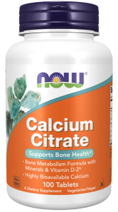 NOW Foods Calcium Citrate Cytrynian Wapnia 250tab Mangan Cynk